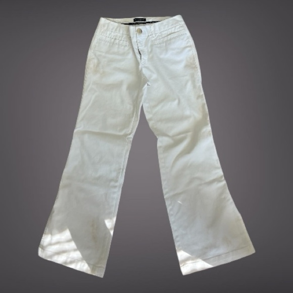 ▫️BANANA REPUBLIC: Women’s 10, cream stretch boot cut pants w/pockets, preloved